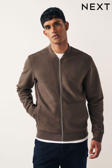 Mocha Brown Texture Bomber Jacket (169587) | AED79