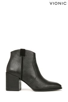 Vionic Regan Leather Ankle Black Boots (169691) | $286