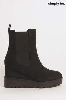 Simply Be Black Chelsea Wedge Ankle Boots In Wide Fit (170646) | ₪ 277