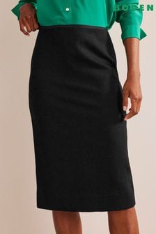 Boden Black Stretch-Jersey Midi Skirt (170974) | $103