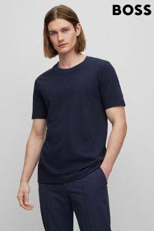 Blau - Boss Rib Textured Soft Finish T-shirt (171008) | 139 €