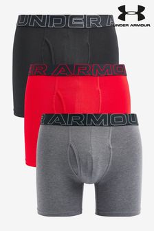 Under Armour Red/Grey 6 Inch Cotton Performance Boxers 3 Pack (171167) | €48