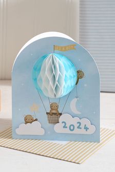Blue Boy Born in 2024 Honeycomb Card