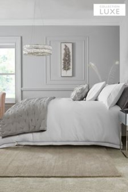 White/Silver Collection Luxe 600 Thread Count 100% Cotton Sateen Duvet Cover And Pillowcase Set (171212) | 77 € - 117 €