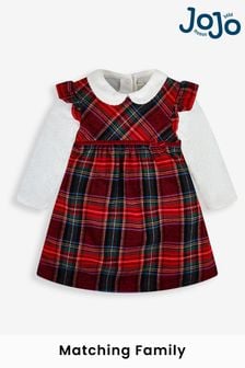 JoJo Maman Bébé Red Girls' Tartan Baby Dress & Body Set (171248) | €57