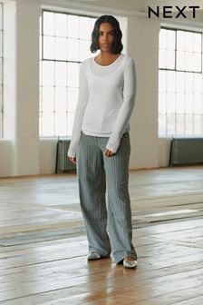 Grey Rochelle Humes Striped Wide Leg Trousers (171287) | €22