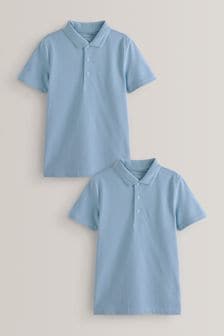 Blue 2 Pack Cotton School Polo Shirts (3-16yrs) (171309) | €10 - €17
