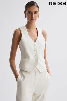 Reiss Off White Mila Tailored Fit Wool Suit Waistcoat (171806) | 93,240 Ft