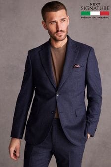Blue Slim Fit Signature Tollegno Italian Wool Suit Jacket (171809) | SGD 334