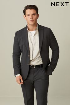 Charcoal Grey Slim Fit Motionflex Stretch Suit: Jacket (171881) | OMR34