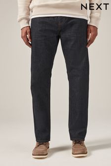Ciemny niebieski - Standardowy - Bawełniane jeansy o prostym kroju (171923) | 121 zł