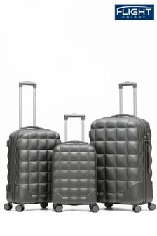 Antracita/plateado - Juego de 3 de maleta y maleta de cabina rígidas grandes de cuadros en negro/plateado de Flight Knight (172109) | 212 €