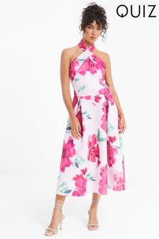 Quiz Pink Floral Halter Neck Skater Dress (172174) | €79