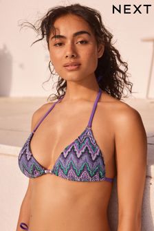 Purple/Green Crochet Triangle Bikini Top (172322) | kr290
