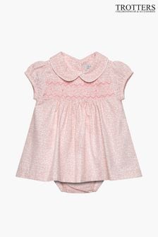 Trotters London Pink Little Floral My First Smocked Dress (172411) | OMR32
