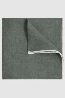 Reiss Pistachio Melange Siracusa Linen Contrast Trim Pocket Square (172544) | kr700