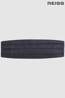 Reiss Navy Parma Silk Blend Pleated Cummerbund (172888) | 500 QAR