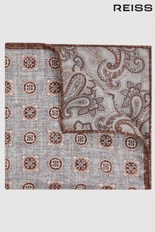Gris mezcla - Pañuelo de bolsillo de seda reversible Tindari de Reiss (173012) | 55 €