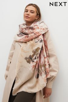 Pink Floral Midweight Scarf (173014) | ₪ 60