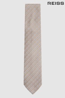 Reiss Oatmeal Apollinare Silk Blend Floral Print Tie (173077) | OMR51