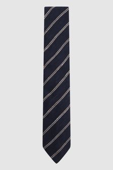 Reiss Navy Ravenna Silk Blend Textured Tie (173085) | 500 QAR