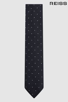 Reiss Navy Lorenzo Silk Blend Textured Polka Dot Tie (173104) | €104