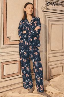 Cath Kidston Navy 100% Cotton Poplin Button Through Pyjamas (173236) | $106