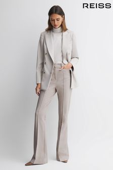 Reiss Neutral Dylan Flared High Rise Trousers (173428) | LEI 1,139