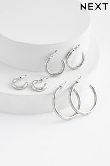 Silver Tone 3 Pack Hoop Earrings (174064) | 45 QAR