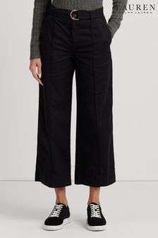Lauren Ralph Lauren Quartilla Twill Belted Wide Leg Black Trousers (174114) | kr2 910