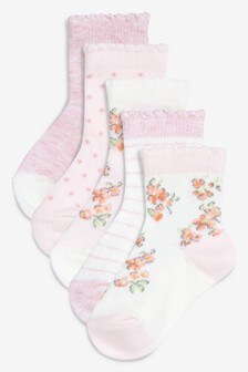 Lot de cinq paires de chaussettes fleuries (Enfant)