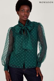 Зеленая блузка в горошек Monsoon Rosa (174365) | €46