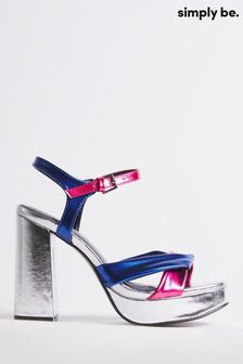 Simply Be Extra Wide Fit Silver Anzio Colour Block Platform Sandals (174496) | €24