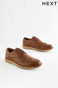 Tan Brown Leather Motionflex Brogues (174592) | kr940