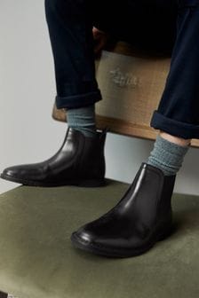 Black Standard Fit (F) Leather Chelsea Boots (174759) | $94 - $114