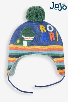 JoJo Maman Bébé Indigo Boys' Dinosaur Roar Appliqué Hat (175097) | €26