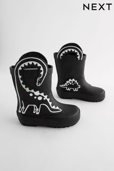 Black Colour Changing Dinosaur Handle Wellies (175114) | SGD 30 - SGD 36