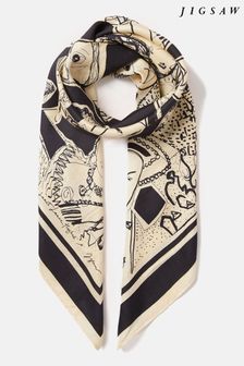 Jigsaw Cream Kings And Queens Silk Scarf (175714) | AED444