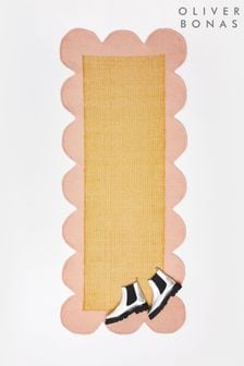 Oliver Bonas Yellow Cecily Woven Scalloped Yellow Wool Runner (176145) | €129