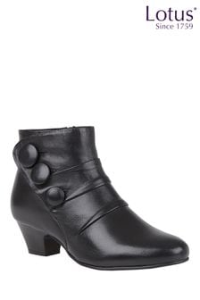 Lotus Black Leather Ankle Boots (176187) | kr974
