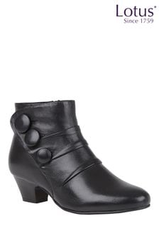 Lotus Black Leather Ankle Boots (176187) | $129