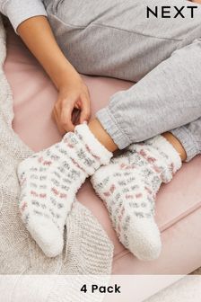 Pink/Grey Cosy Socks 4 Pack (176578) | AED33