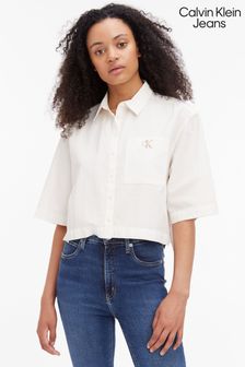Белая рубашка из ткани сирсакер свободного кроя Calvin Klein Jeans (176828) | €47