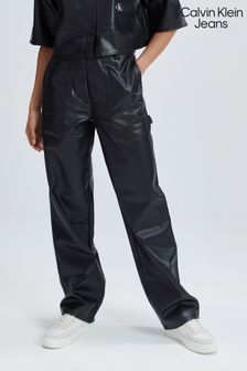 Черные брюки прямого кроя из искусственной кожи с завышенной талией Calvin Klein Jeans (176924) | €75