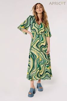 Apricot Green & Yellow Retro Angel Sleeve Tassel Maxi Dress (177129) | SGD 81