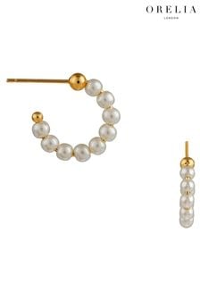 Orelia London Gold Plated Pearl Threaded Huggie Hoop Earrings (177152) | €28