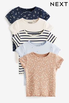 藍色 - 羅紋短袖 T 恤5件裝 (3個月至7歲) (177347) | HK$166 - HK$201