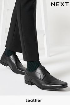Black Regular Fit Leather Panel Lace-Up Shoes (177372) | €52