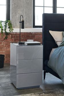 Grey Sloane Glass Collection Luxe 3 Drawer Bedside Table (177636) | €460