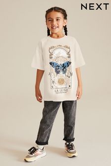 Neutral Sequin Butterfly Oversized T-Shirt (3-16yrs) (177826) | €11 - €16